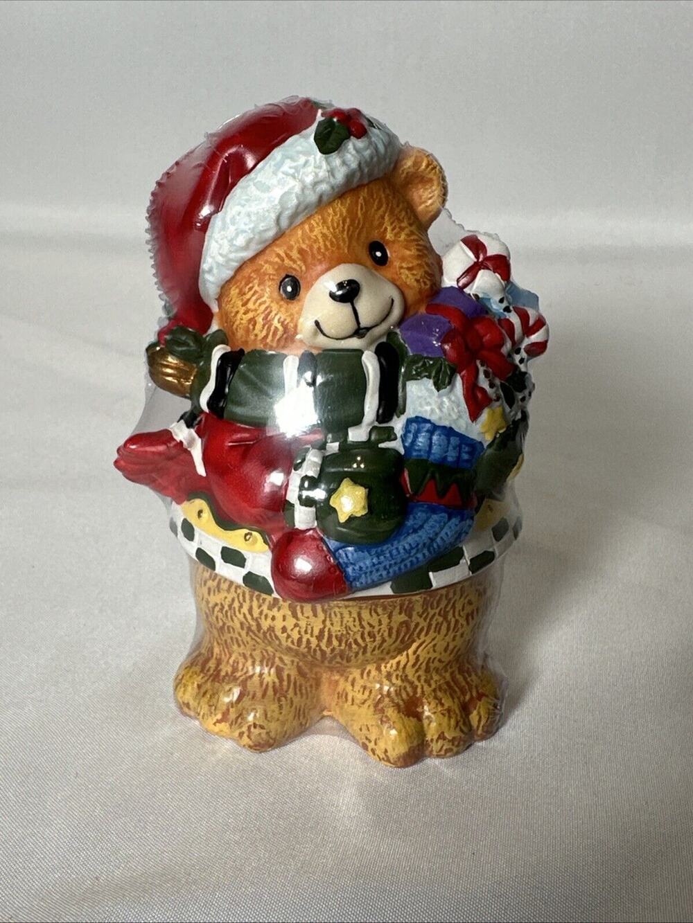 Christmas Bear Figure With Candle With Center Candle